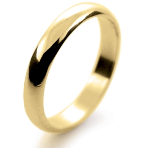 D Shape Light -  3mm (DSSL3-Y) Yellow Gold Wedding Ring